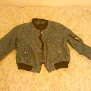 Polkadotted jean jacket